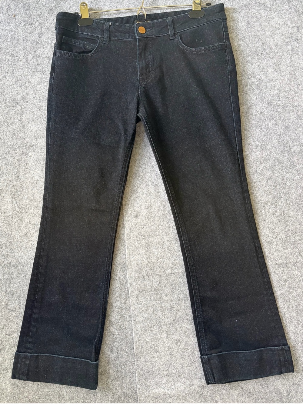 Massimo Dutti Jeans Women’s Size 8 Dark Blue Denim Straight Leg Cuffed Hem